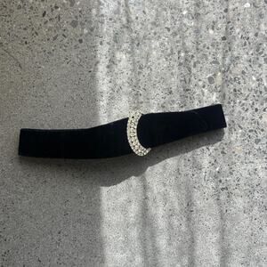 Garay Women’s Size 26 Black Velvet Rhinestone Buckle Belt Velvet